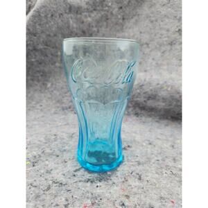 Coca Cola Aqua Light Blue Vintage 6” Tall Glass Tumbler Mug See Pics !!